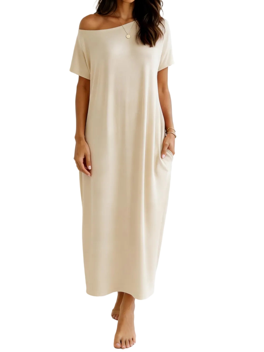 Women's Solid Color Batwing Sleeve Lounge Dress