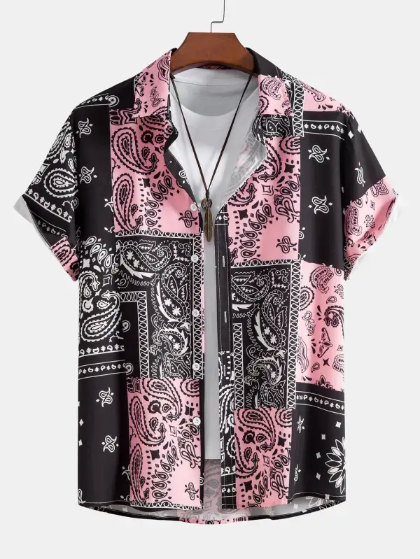 Paisley Print Button Up Shirt & Shorts