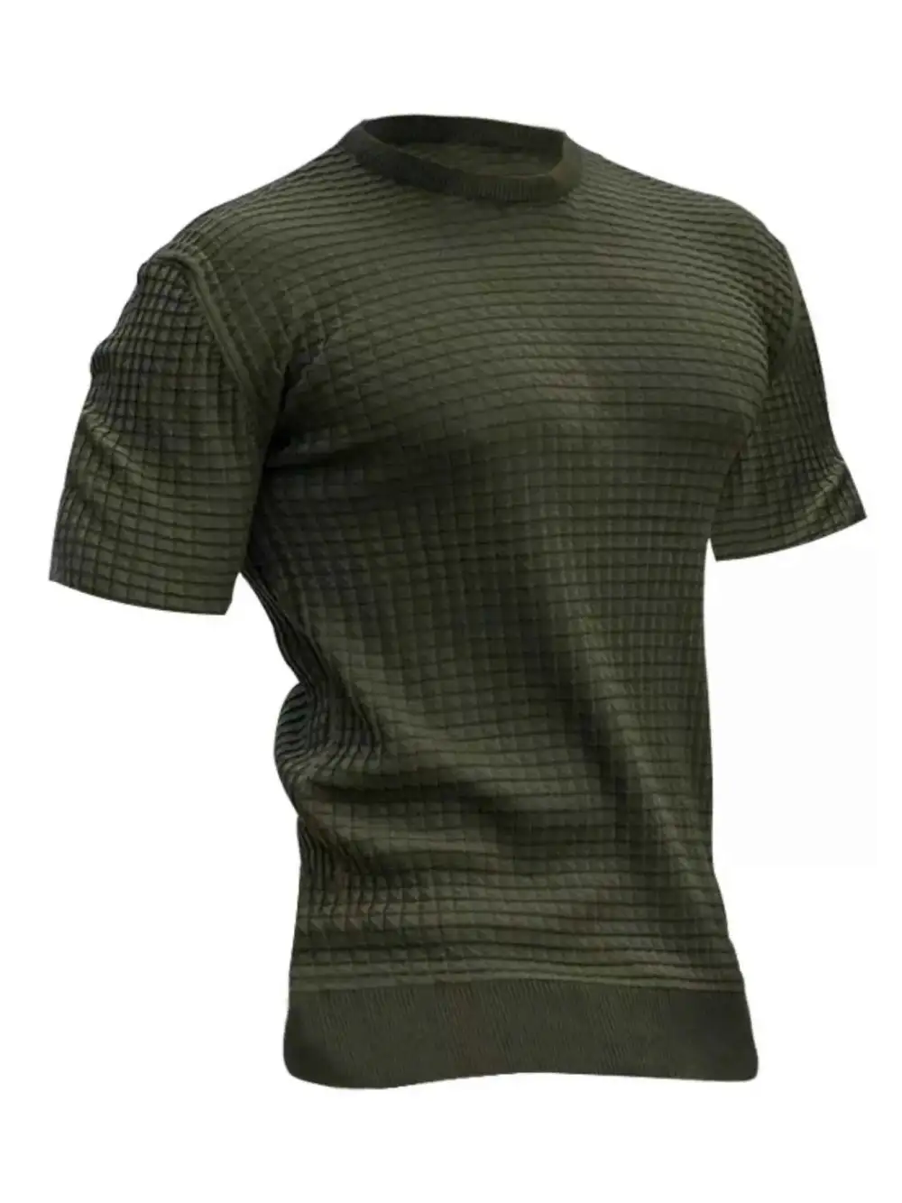 Textured Round Neck Short Sleeve T-Shirt