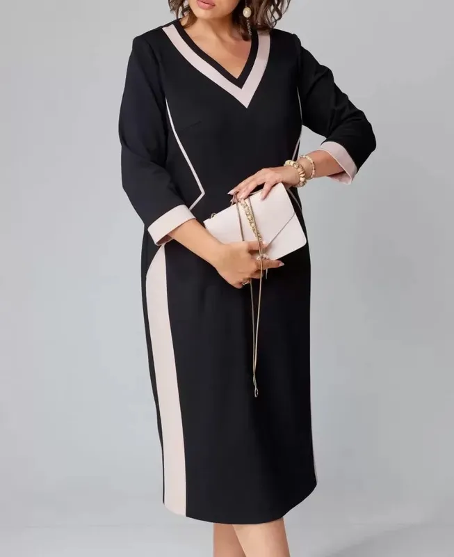 Elegant V-neck Midi Dress