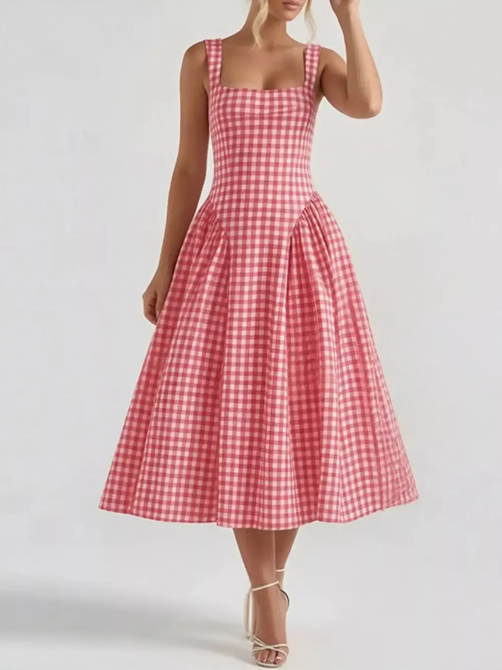 Full Size Square Neckline Midi Dress Plus Size