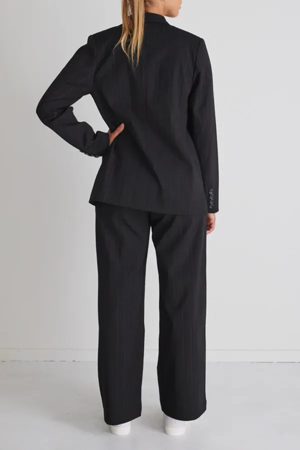 Charcoal Pinstripe Double Breasted Blazer