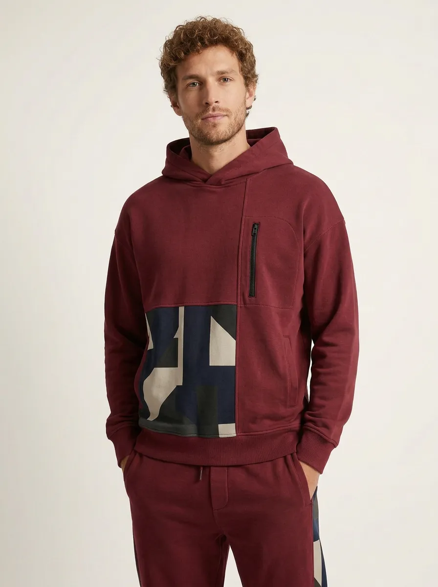 Men's Geometric Patchwork Green Printed Tracksuit
