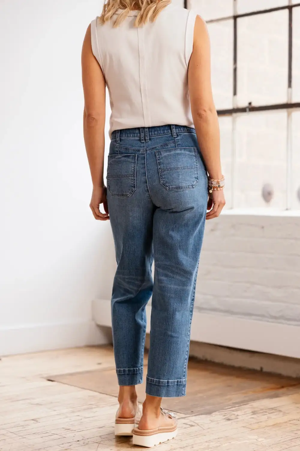 Sharp Straight Leg Denim Jeans