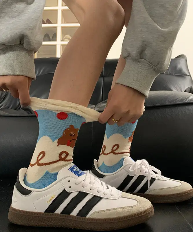Thin Cute Cartoon Jacquard Socks