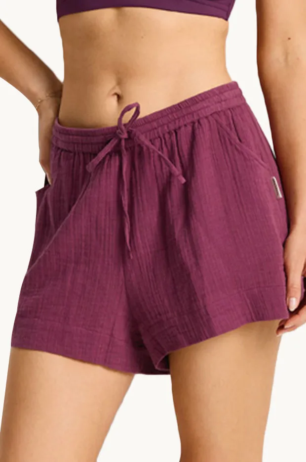 High Waist Drawstring Beach Shorts