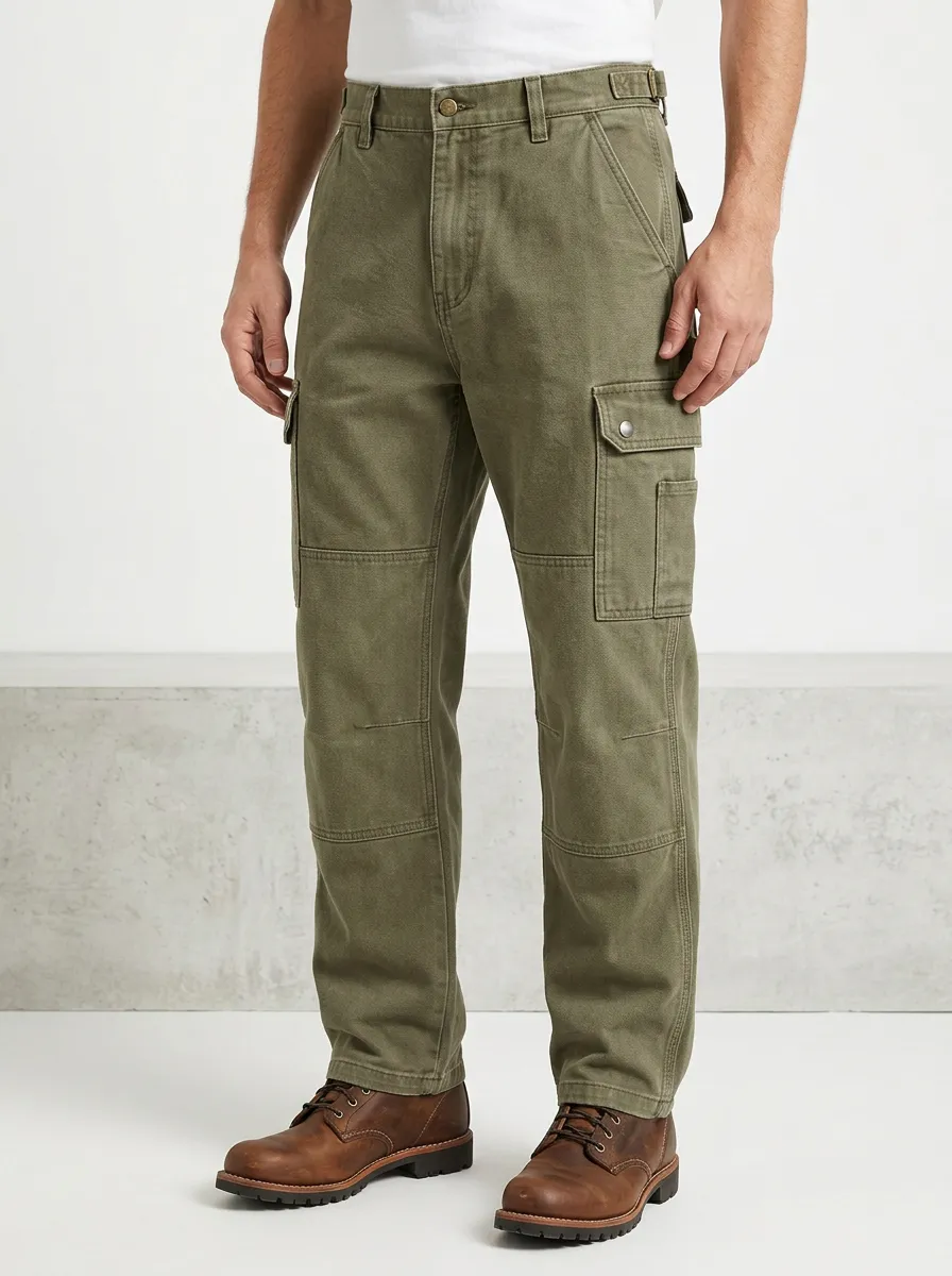Men's Olive Green Utility Multi-Pocket Cargo Pants