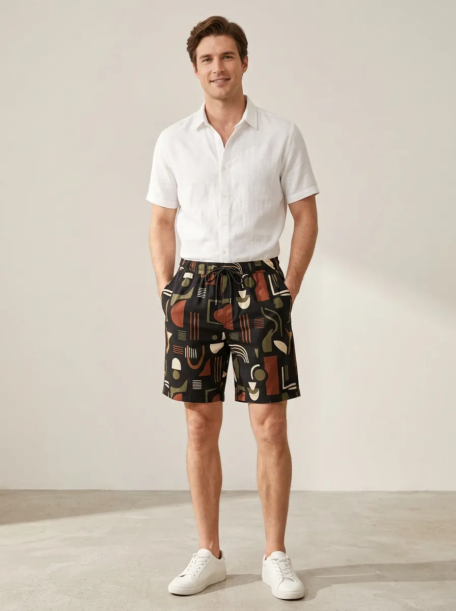 Expressive Style Graphic Print Abstract Print Geometric Print Men's Graphic Print Pants