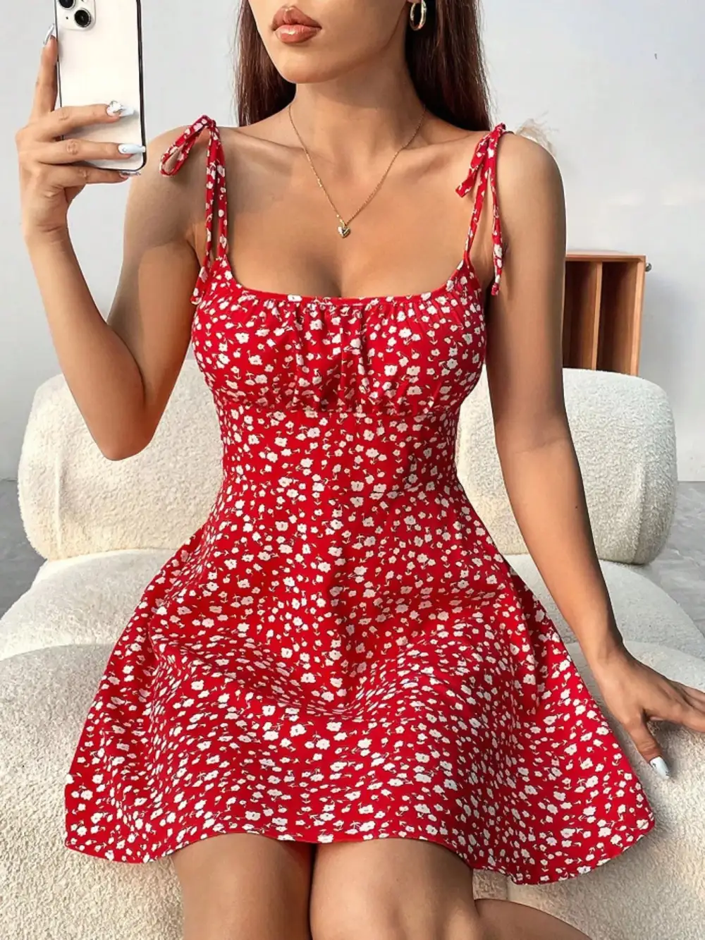 Soft Touch Floral Printed Mini Dress