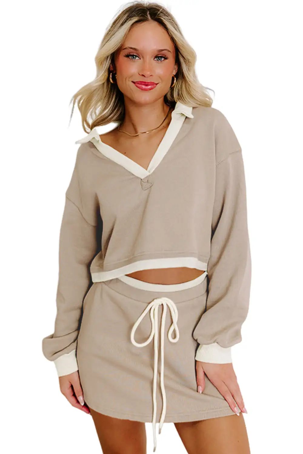 Cropped Drawstring Coordinated Set