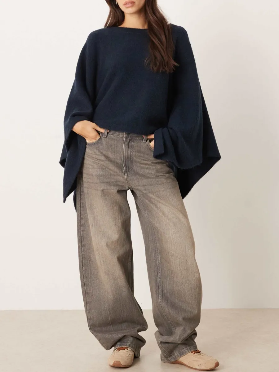 Batwing-Sleeve Oversized Knit Sweater