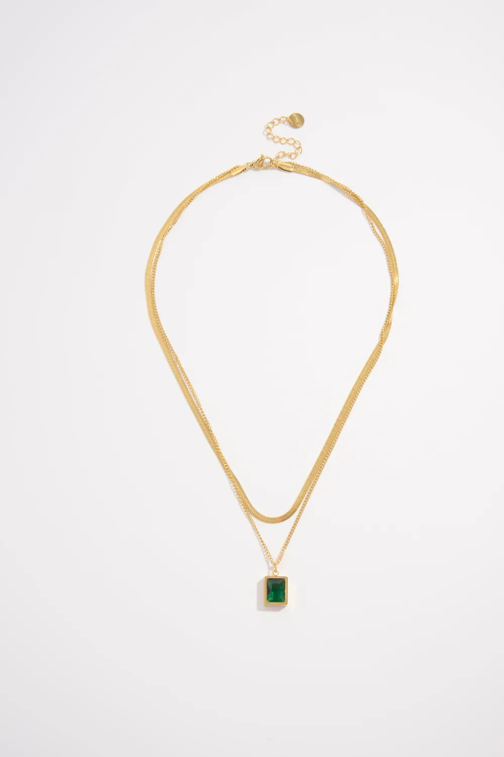 Zirconia Layered Stone Necklace
