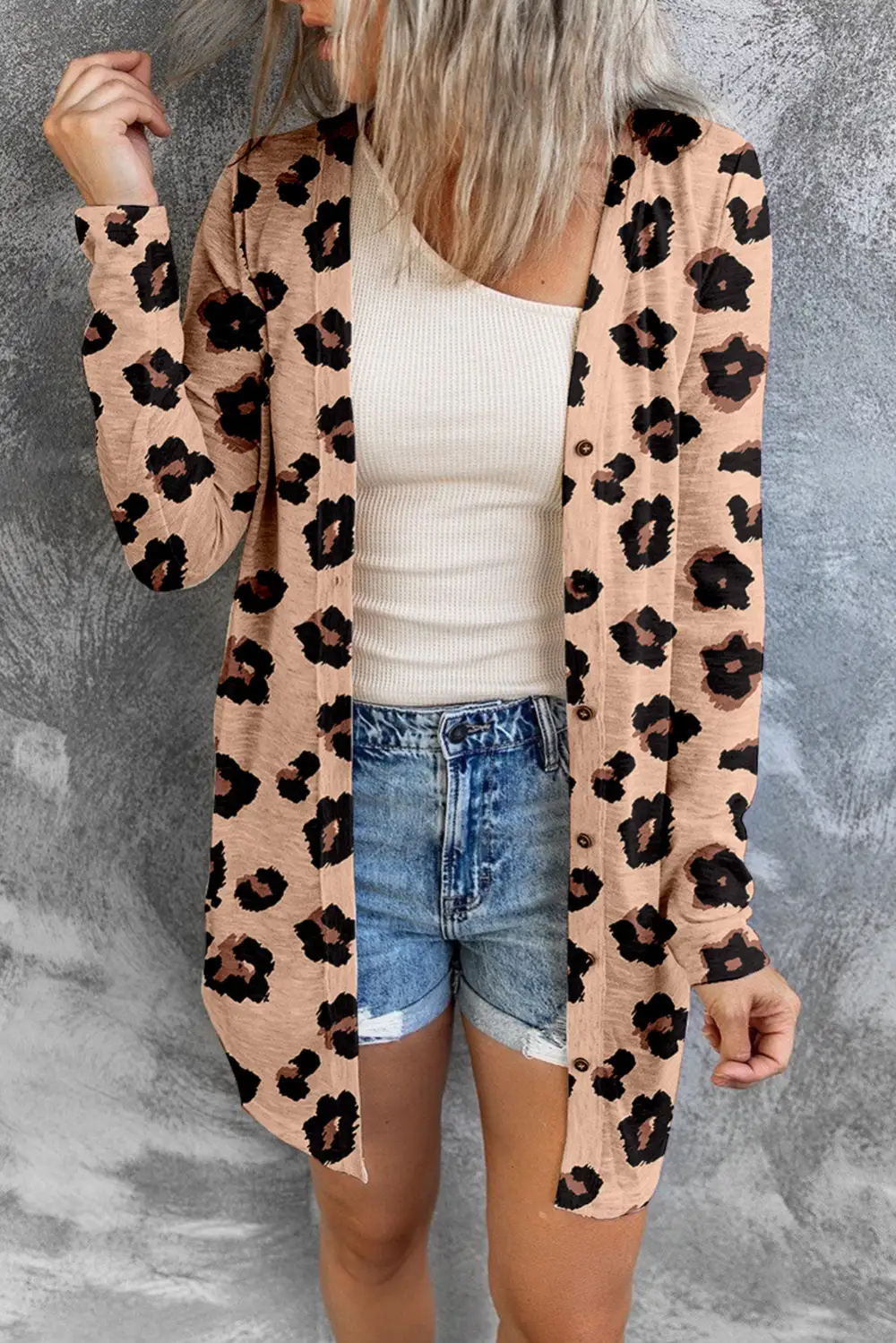 Leopard Open Front Cardigan