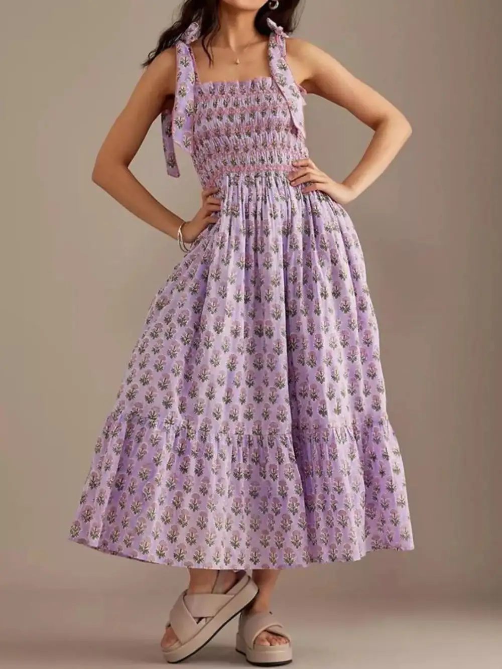 Floral Smocked Midi Dress