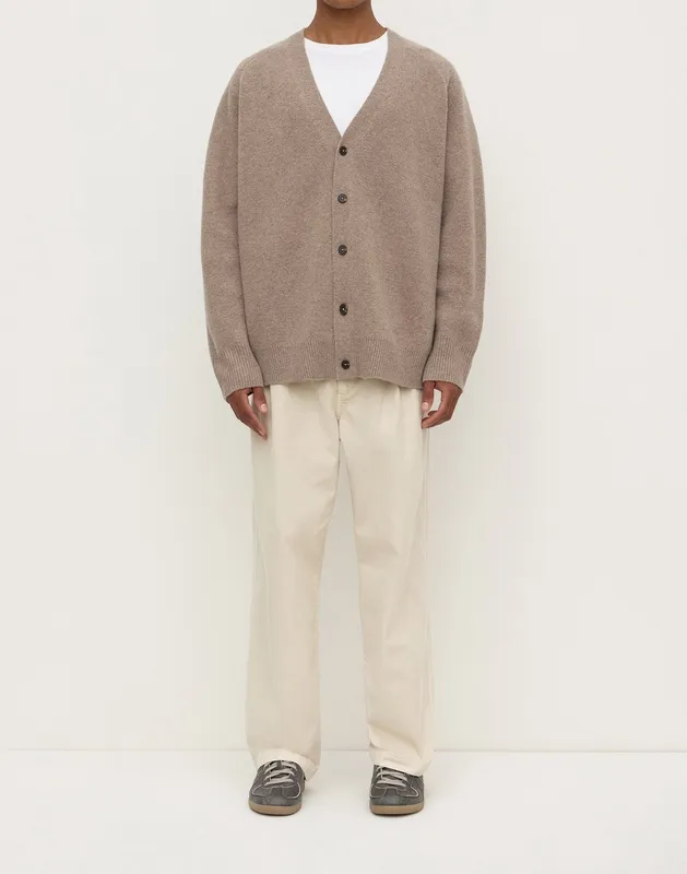 Brown Marled Wool Button Cardigan