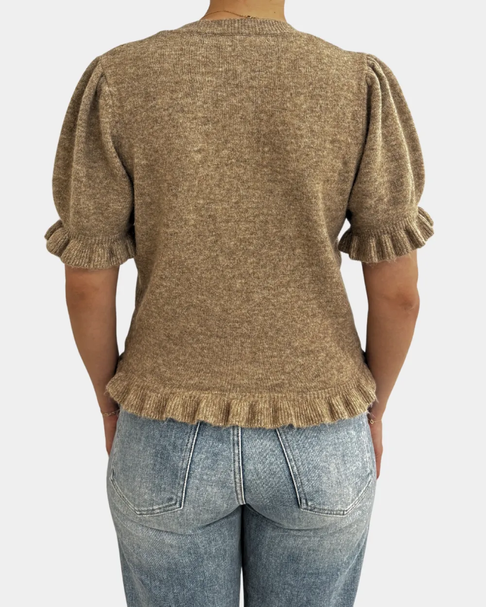 Ruffle Accent Knit Cardigan