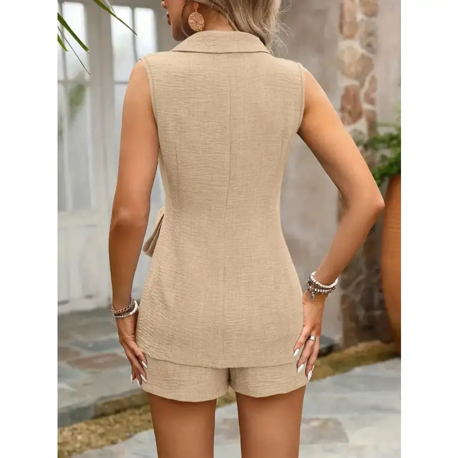 Tie Waist Vest and Shorts Set
