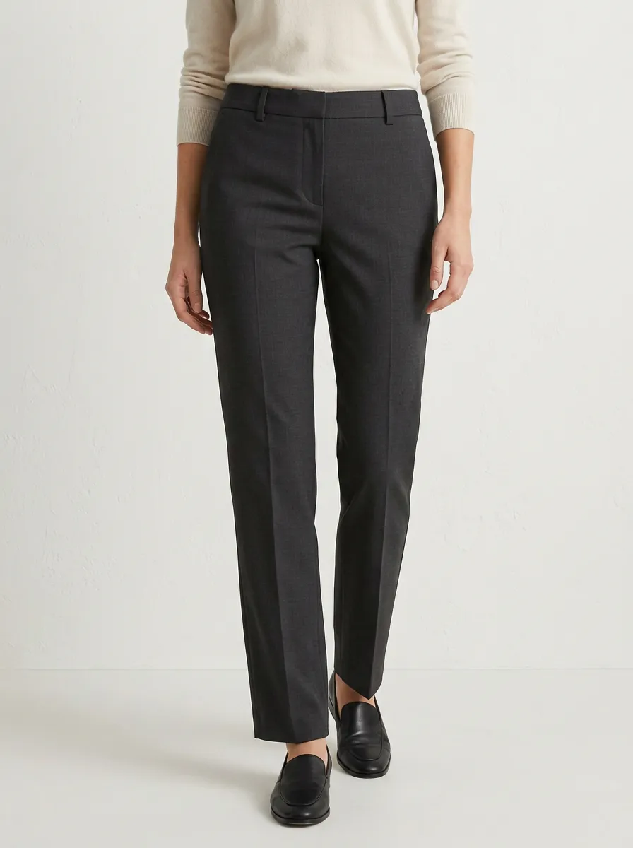 Comfort-Look Straight-Leg Mid-Rise Mid-Rise Straight Leg Trousers