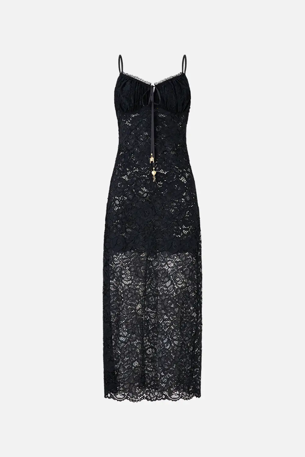 Lace Gathered Bodice Slip Dress