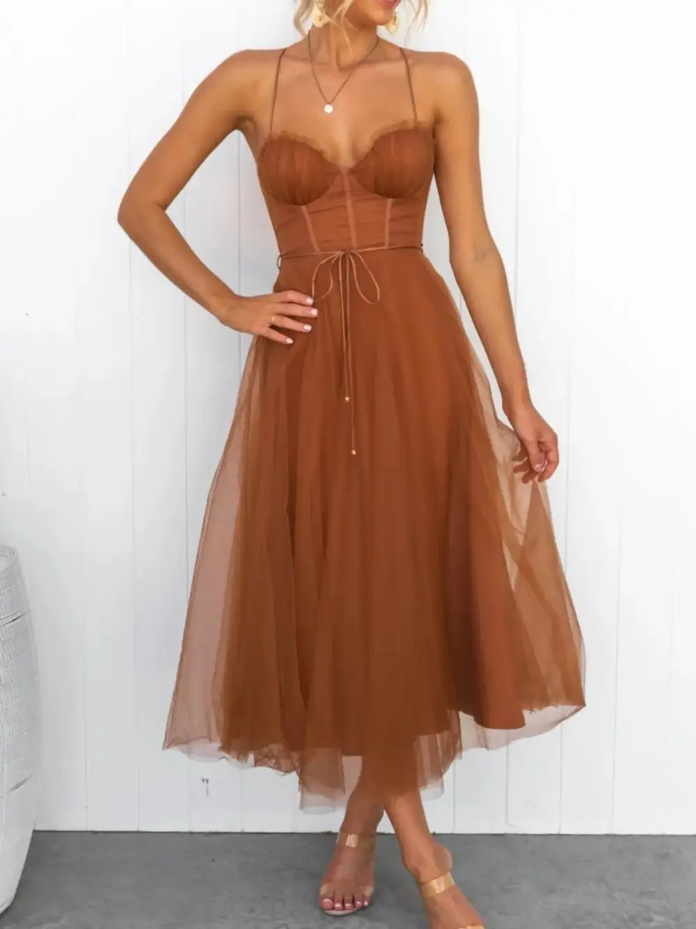 Easy Fit Midi Tie Detail Dress