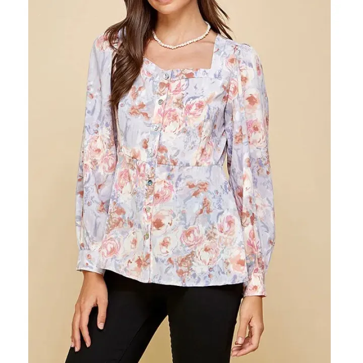 Lime N Chili Sweetheart Neckline Button Down Blouse