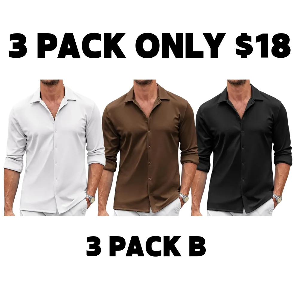 Men's Shirt Wrinkle Free Dress Shirt Long Sleeve Button Menswear