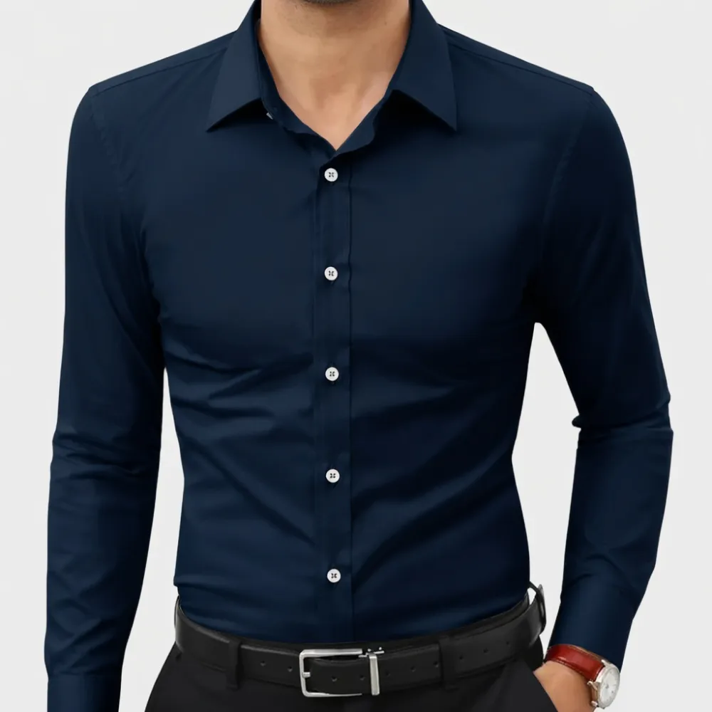 Stretch Slim-Fit Long-Sleeve Button-Down Shirt