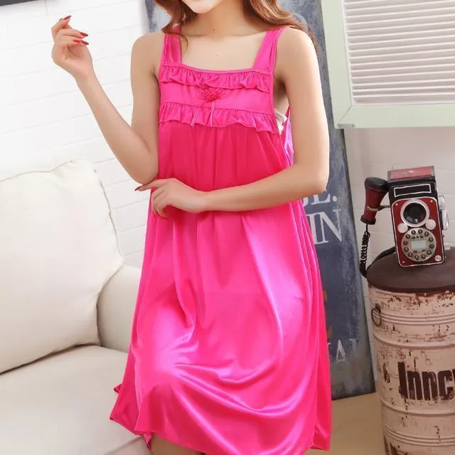 Smooth Ruffle Sleeveless Nightgown
