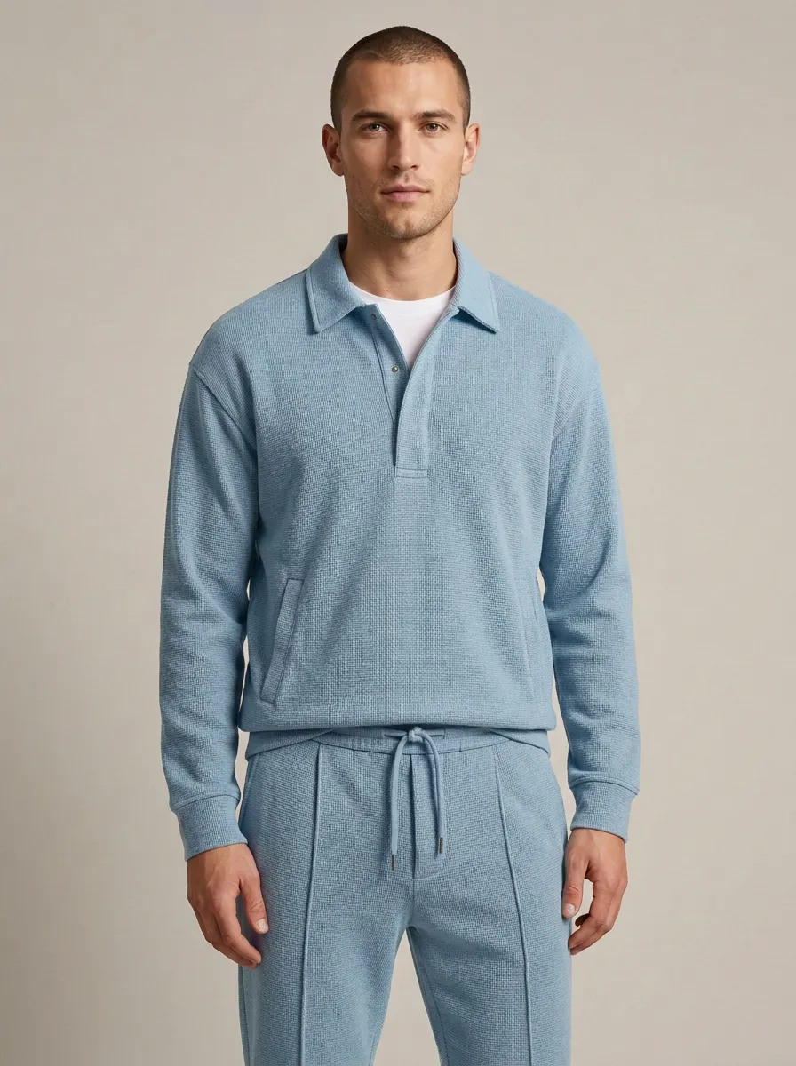 Men's Minimal Polo Collar Jacket and Jogger Pants Set