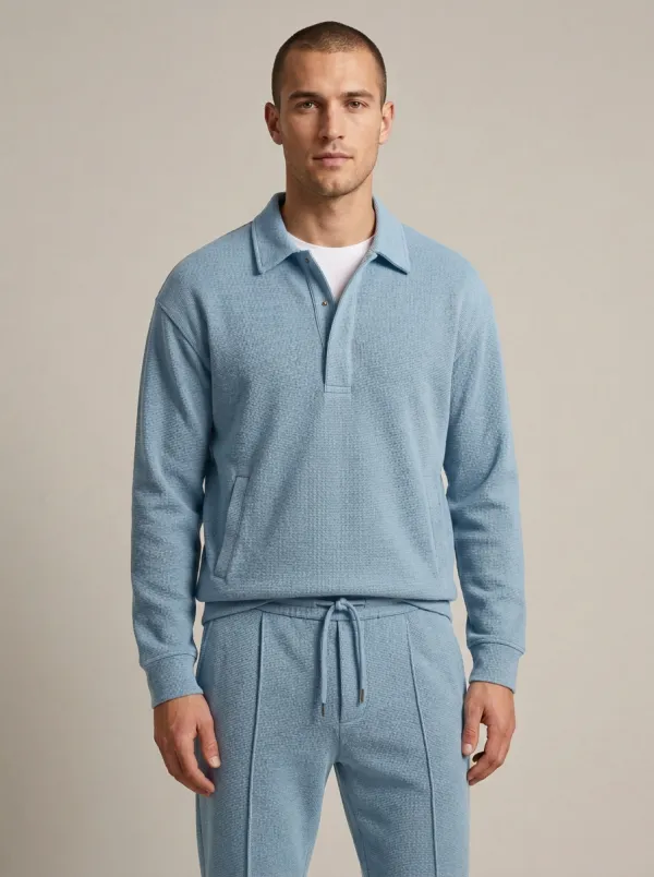 Men's Minimal Polo Collar Jacket and Jogger Pants Set
