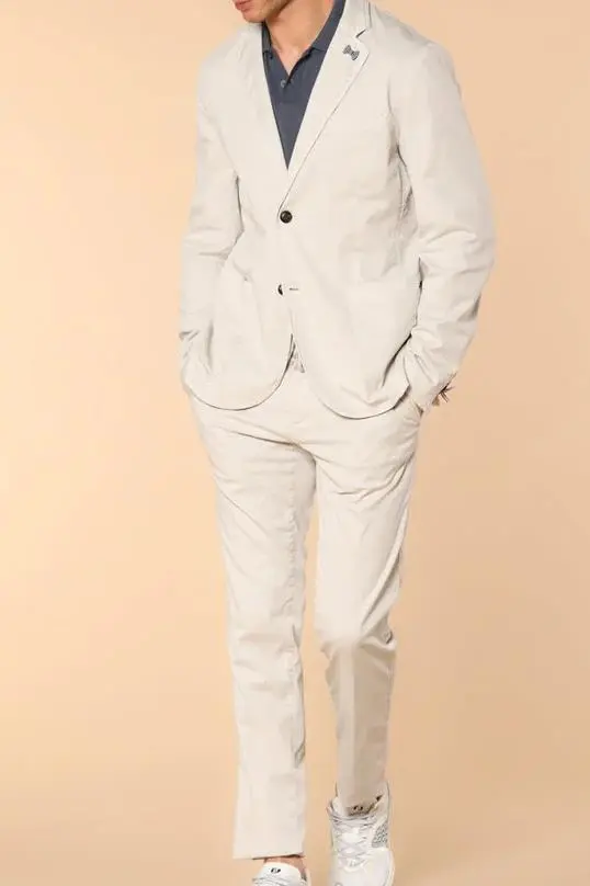 Beige Men's Cotton Fashion Blazer