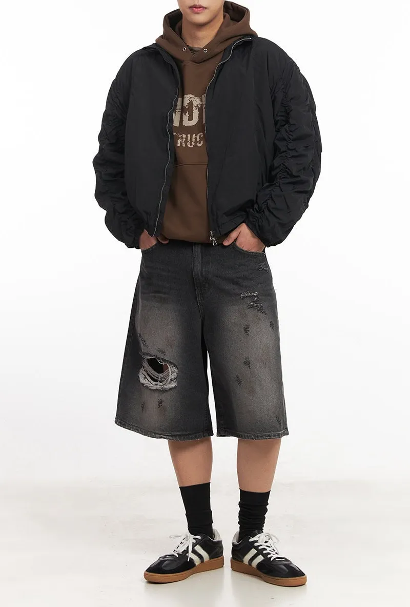 Men's Destroyed Bermuda Denim Shorts