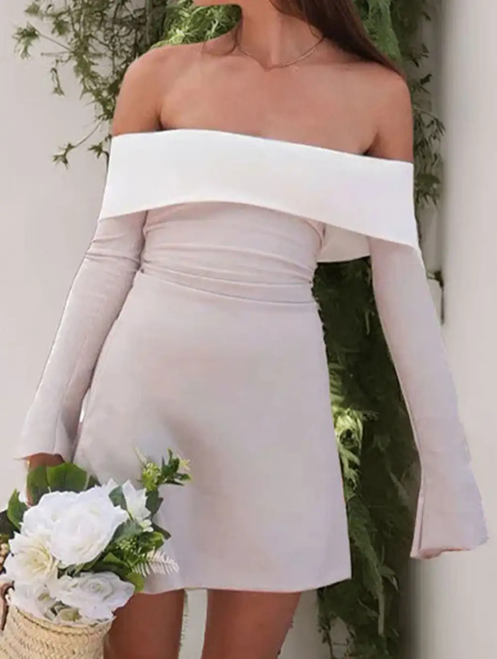 Off-Shoulder Slim-Fit Waist Dress