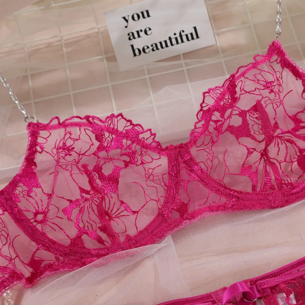Refined Sheer Garter Lingerie Set