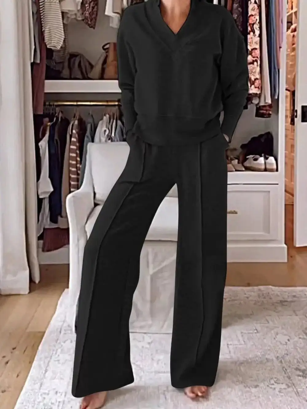 Cozy V Neck Top and Pants Set