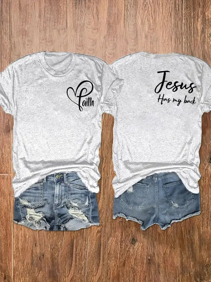 Women's Jesus has my back print short-sleeve T-shirt