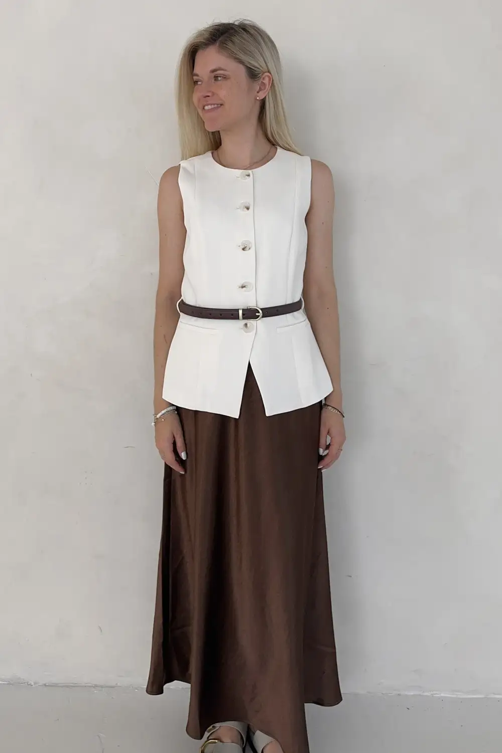 Pull On Soft Satin Skirt