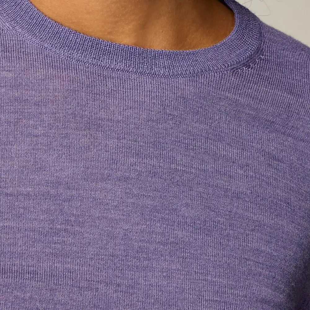 Ribbed Cashmere Solid Color Short Crew Neck Sweater