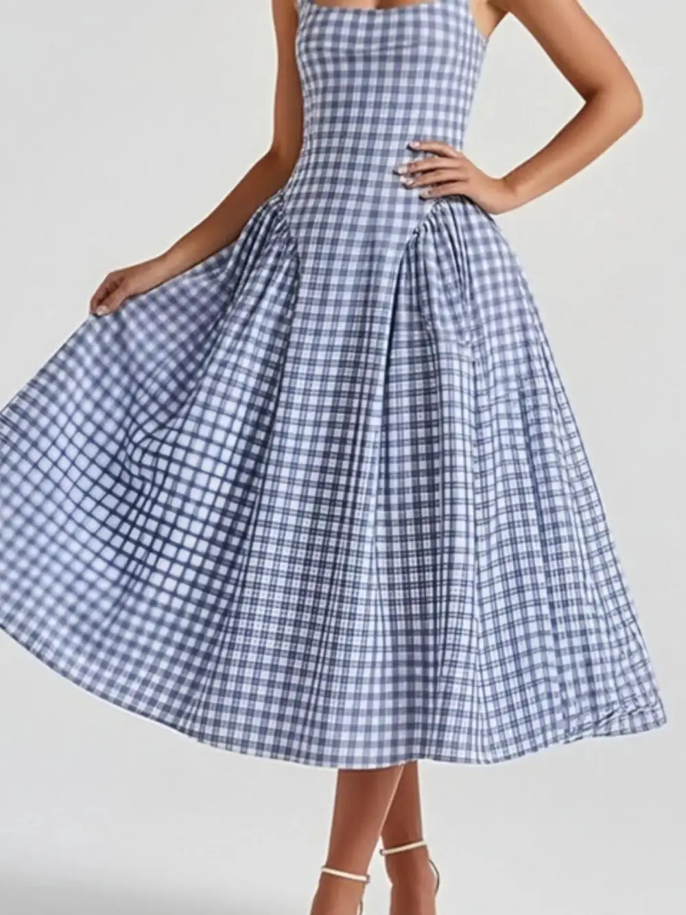 Full Size Square Neckline Midi Dress Plus Size