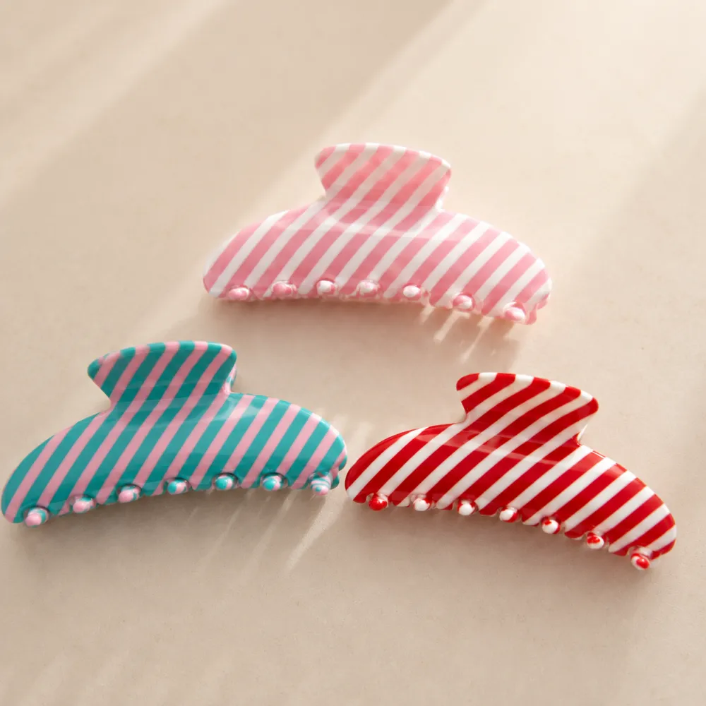 Candy Stripe Hair Claw Clip