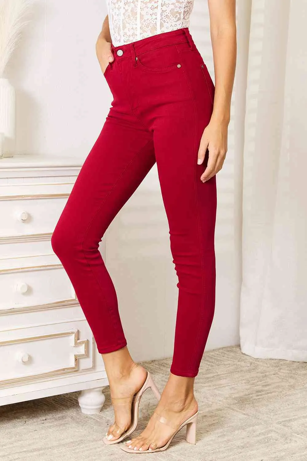 Utility High Waist Skinny Denim Jeans