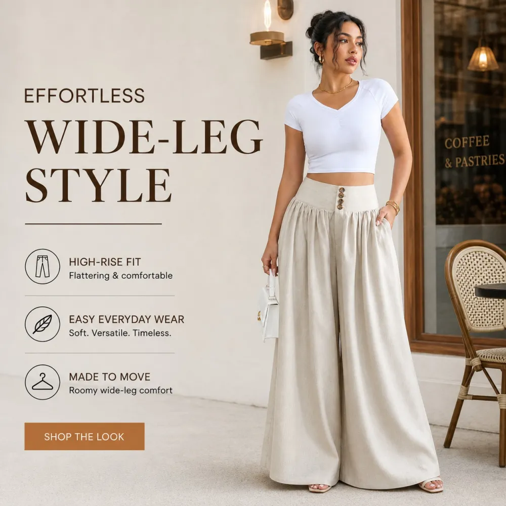 Women's High-Waisted Wide-Leg Palazzo Pants