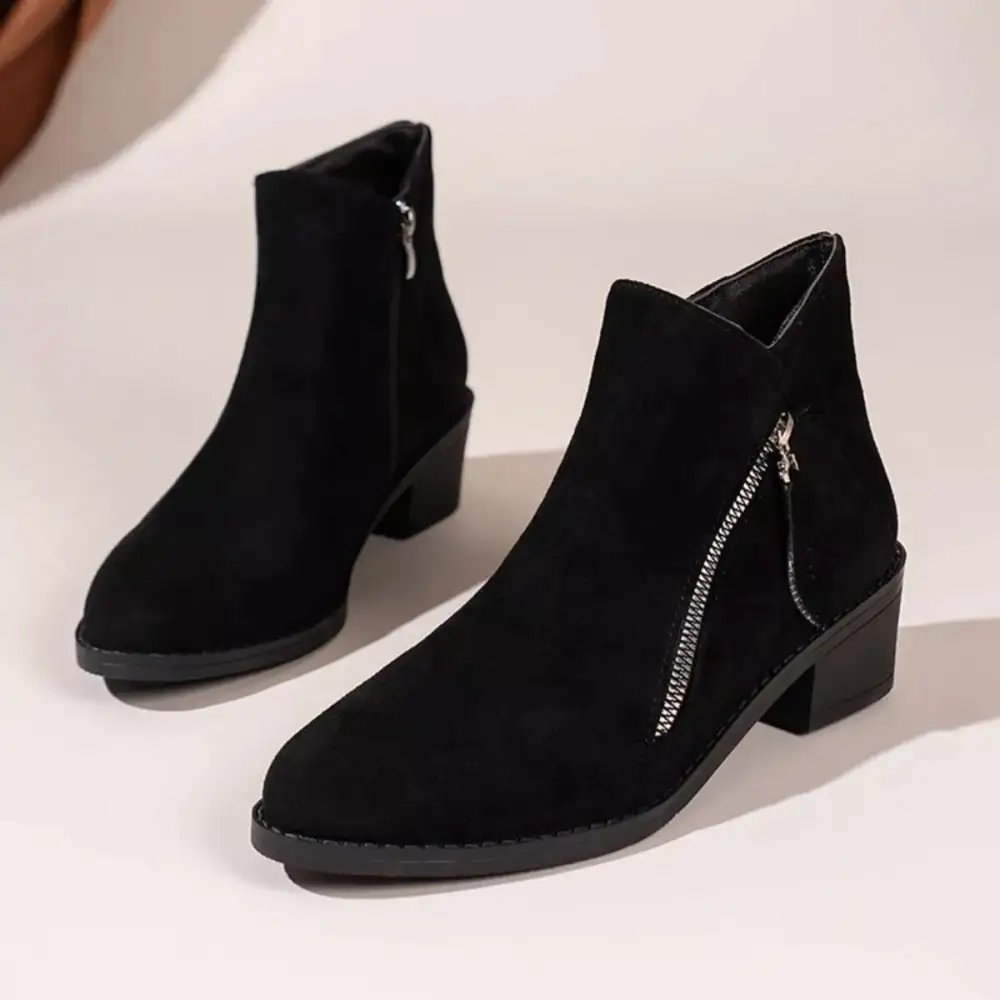 Point Toe Block Heels Boots
