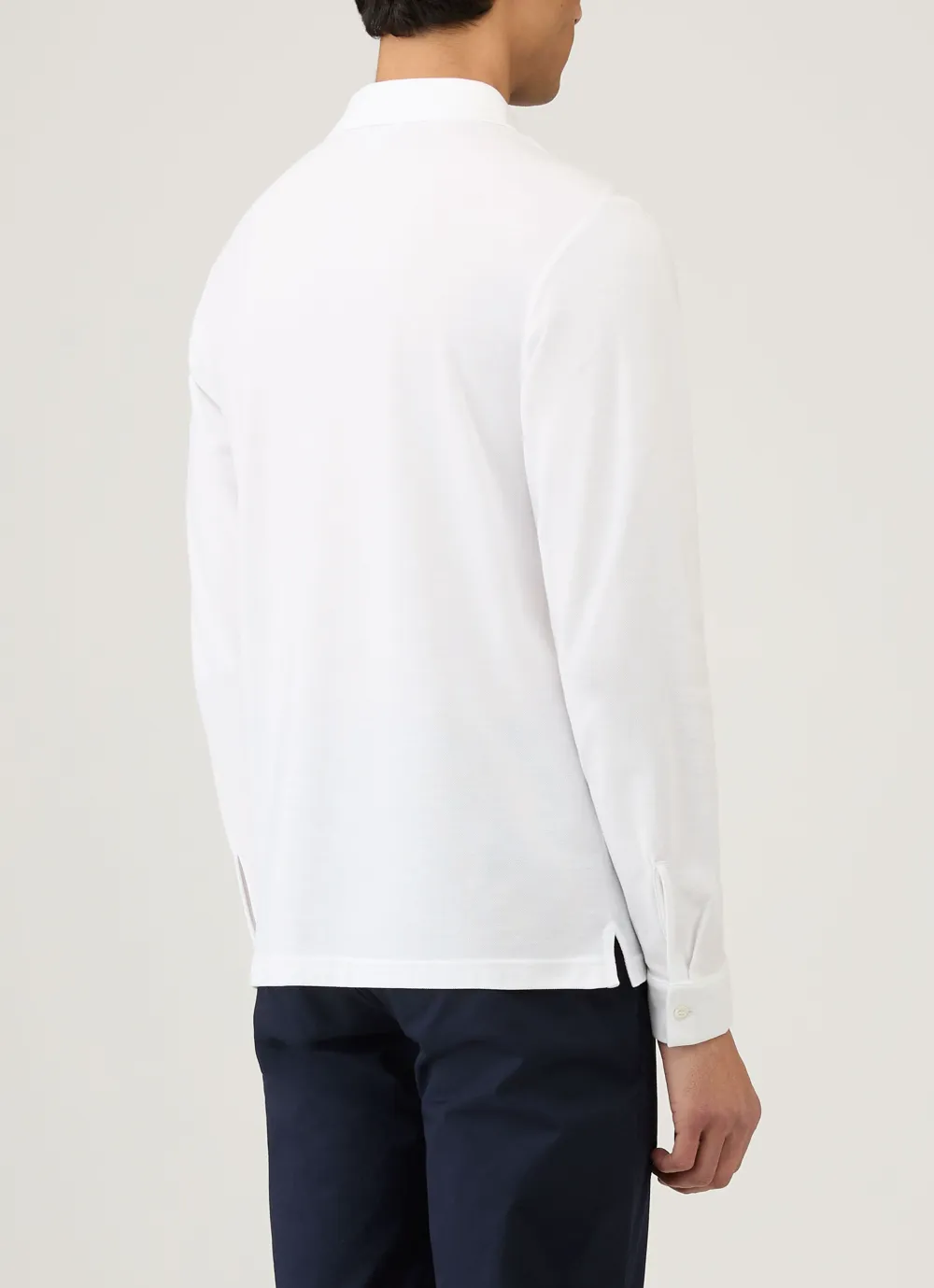 Understated Everyday Slim Fit Cotton Pique Long Sleeve Polo Shirt