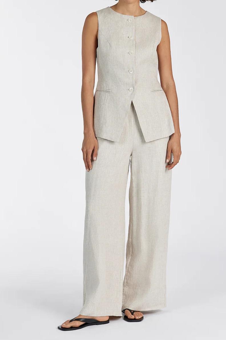 NATURAL LINEN WAIST PANT