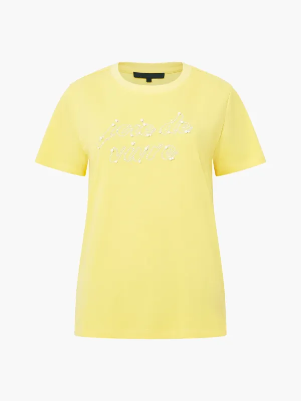 Creative Art Beaded Round Neck Short Sleeves