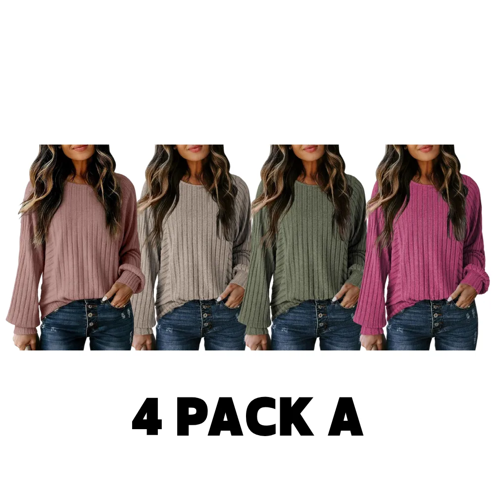 Women's Soft Long Sleeve Crewneck Shirts Fall Casual Loose Fit