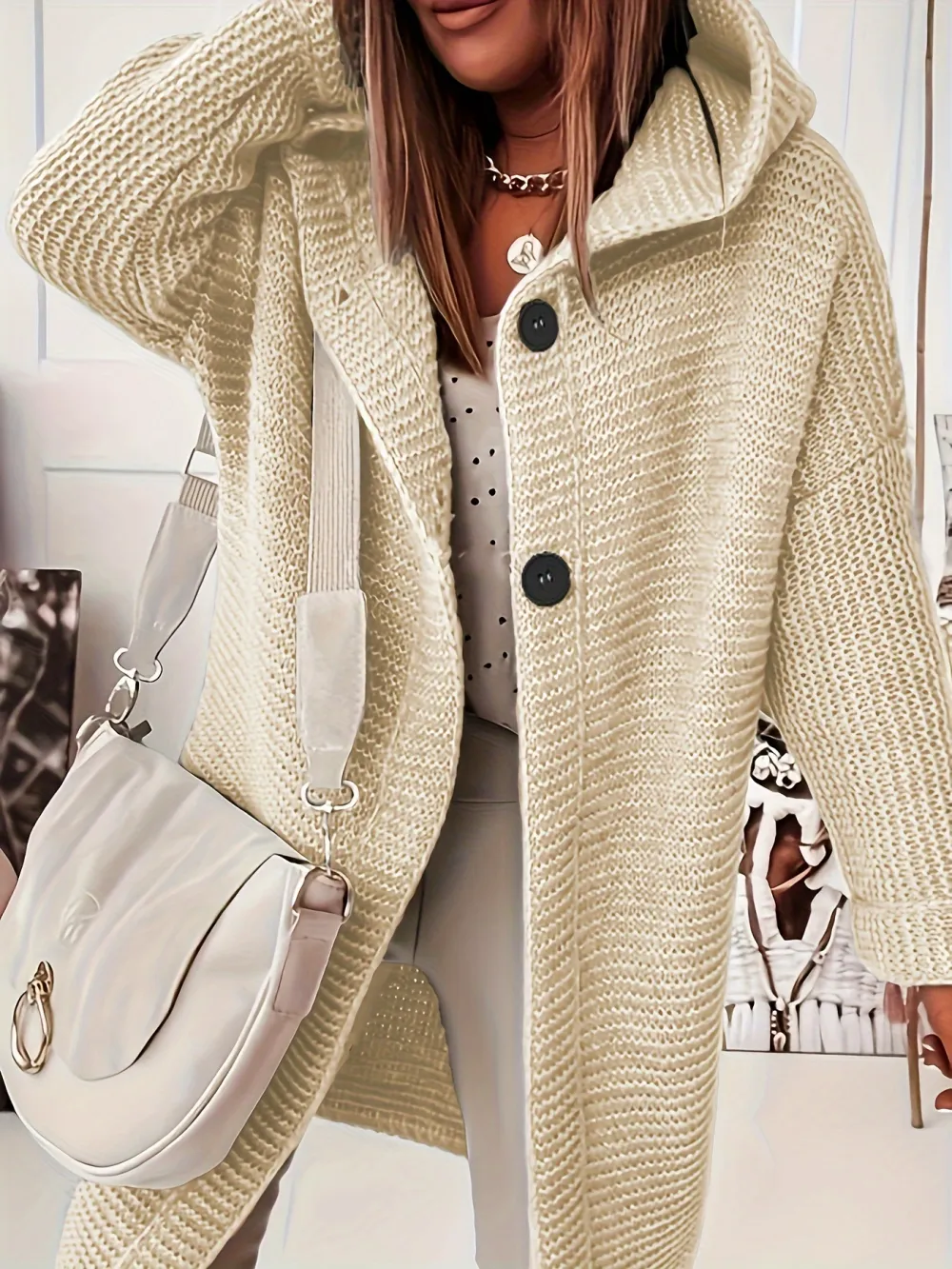 50% OFF Plus Size Casual Cardigan, Women's Plus Solid Button Up Long Sleeve Hoodie Cardigan