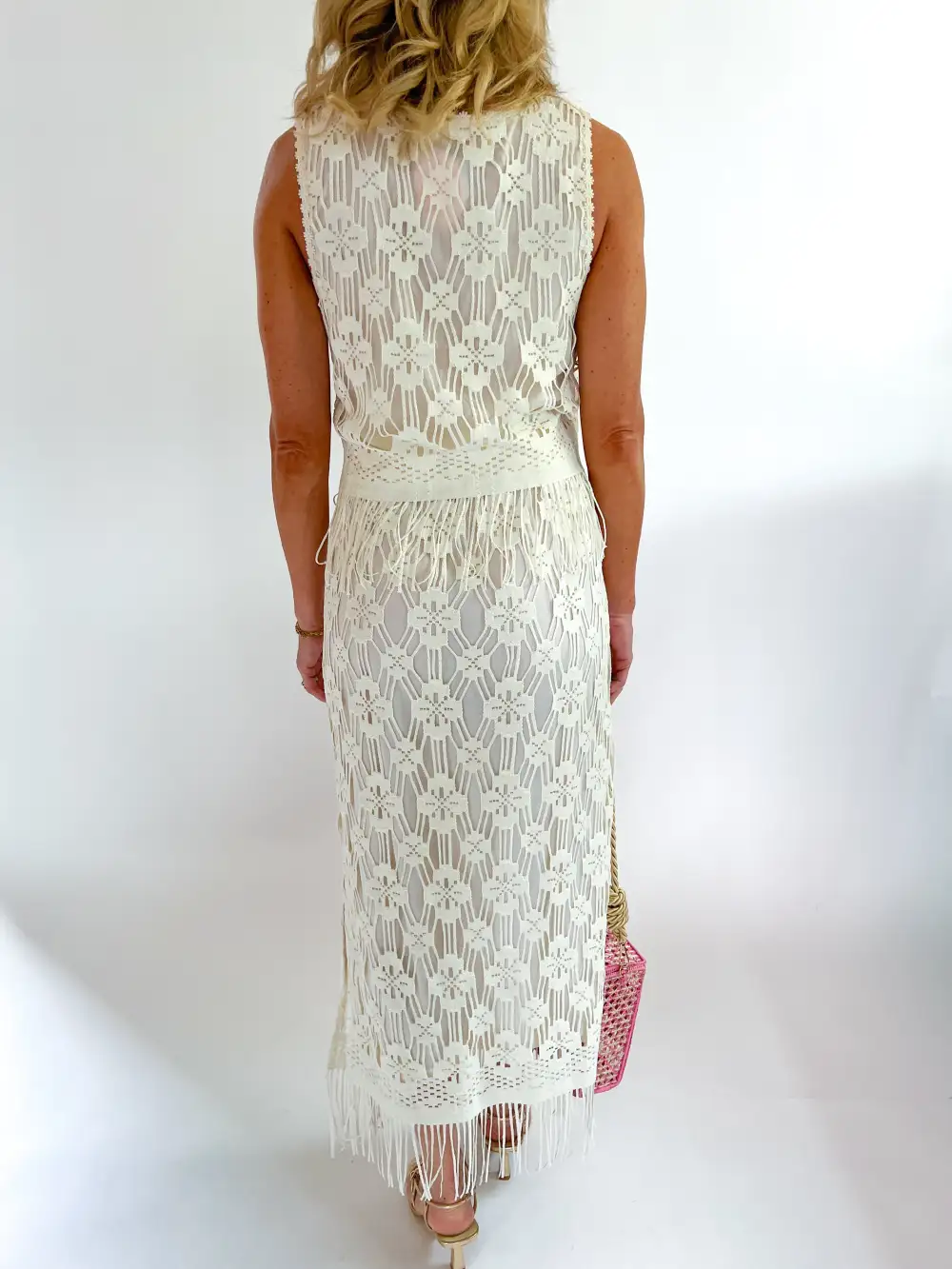 Crochet Fringe Maxi Top And Skirt Set