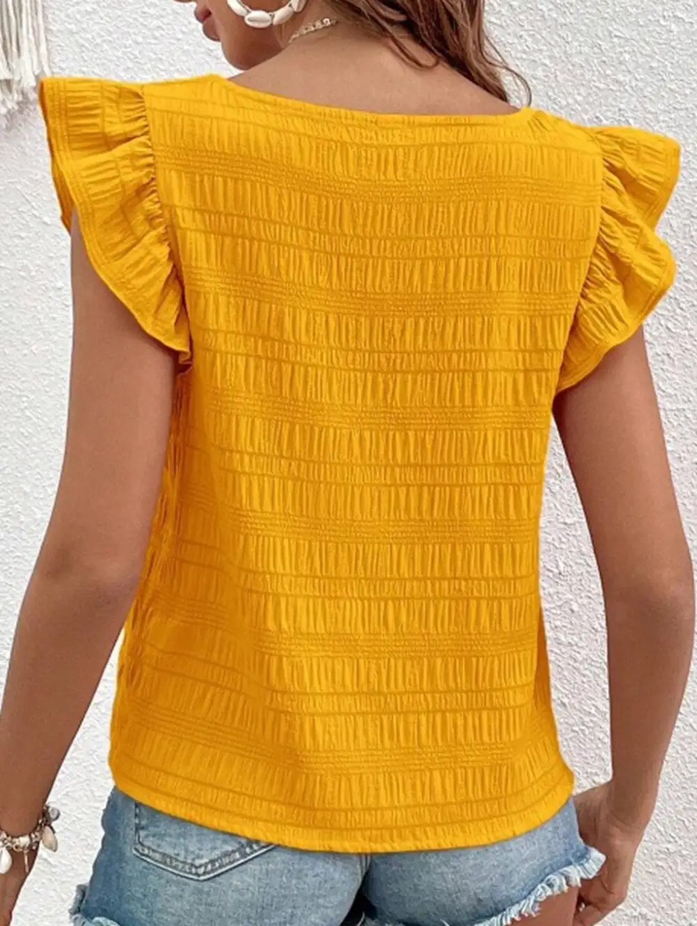 Square Neck Short Sleeves T Shirts Tee